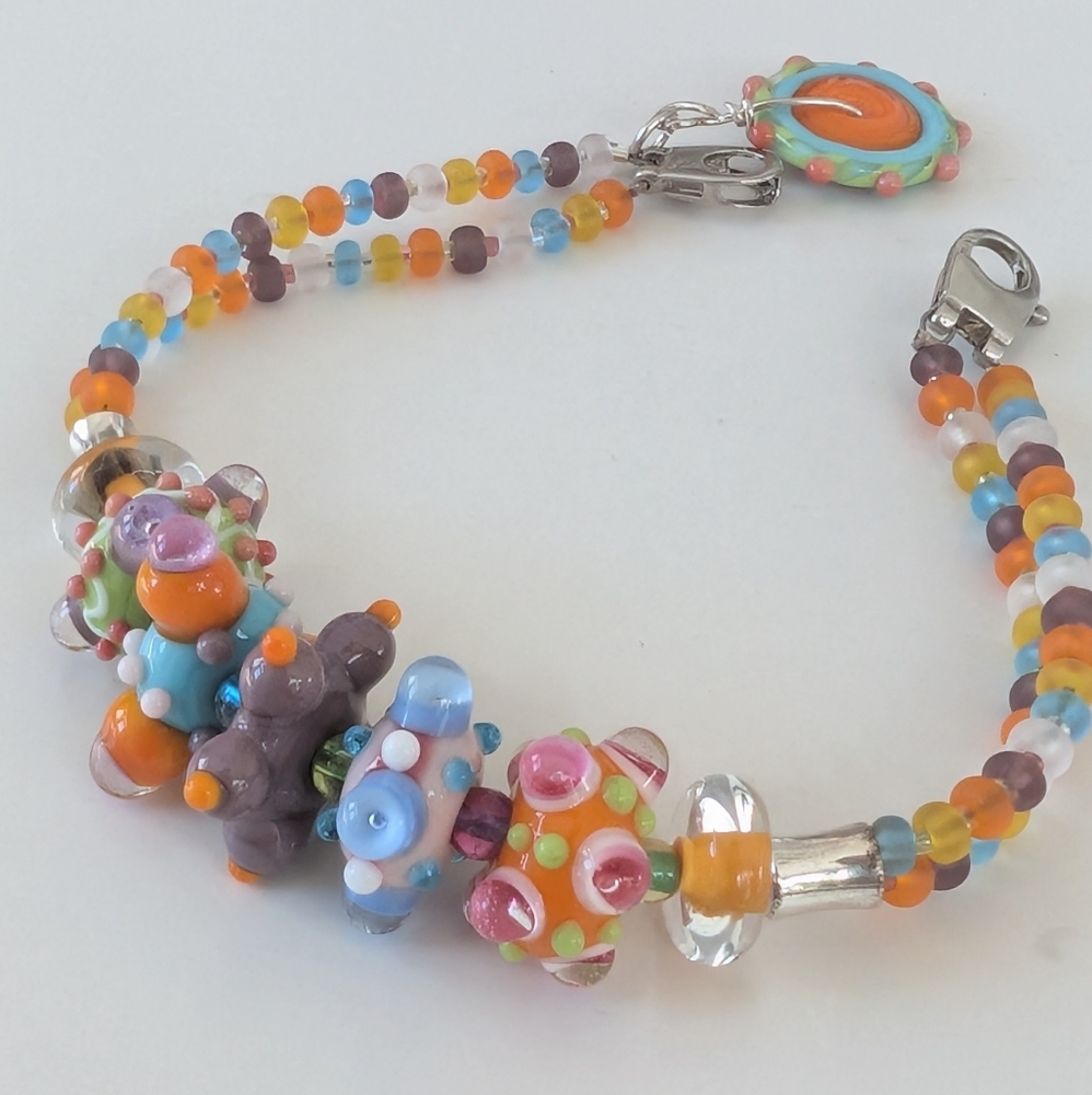 Artisan Beaded And Sterling Silver Bracelet